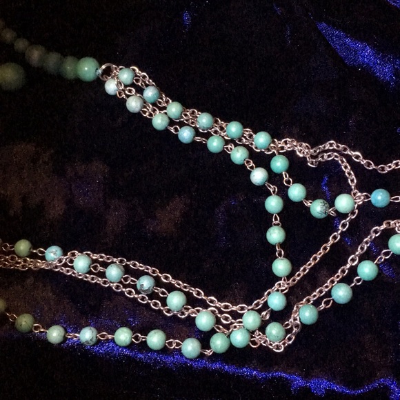 Turquoise color necklace and earrings set - Picture 4 of 5